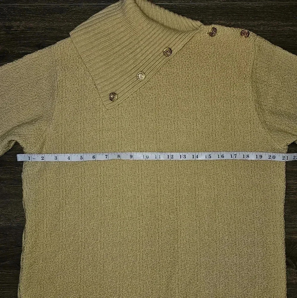 Vintage Hunters Run Gold Long Sleeve Button Cowl Neck Womens Sweater Sz M - Picture 9 of 12